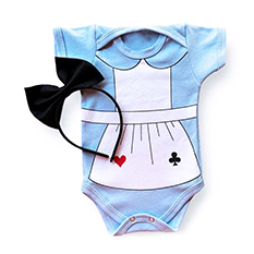 Body Vestido Bebê Alice no Pais das Maravilhas com Tiara