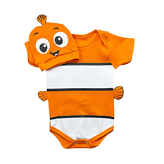 Body Bebê Temático Mesversário Fantasia Procurando Nemo Com Touquinha