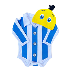 Body Bebê Temático Mesversário Fantasia Bananas de Pijamas Com Touquinha
