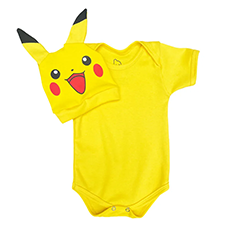 Body Bebê Temático Mesversário Fantasia Pokemon Pikachu Com Touquinha