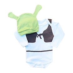 Body Bebê Temático Mesversário Fantasia Shrek Com Touquinha