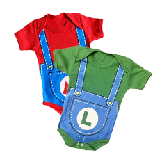 KIt Body Bebê Gêmeos Mario Bros & Luigi