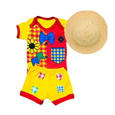 Body Bebê Festa Junina Caipirinha com Shorts e Chapéu