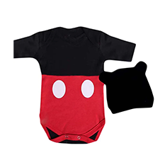 Body Bebê Mickey Mouse com Touquinha Orelhinhas
