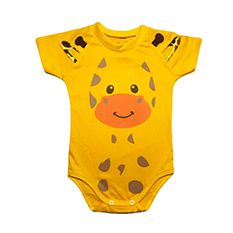 Body Manga Curta Bebê Luxo Bichinhos Girafa