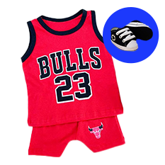 Conjunto Bebê Conjunto Basquete NBA Chicago Bulls Vermelho com Tênis