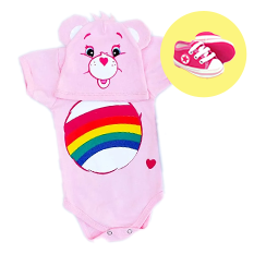 Kit Body Bebê Ursinhos Carinhosos Rosa com Touquinha e Tênis
