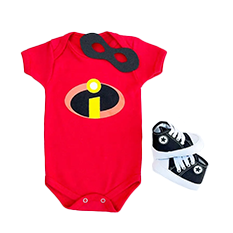 Kit Body Bebê Os Incríveis com Máscara e Tênis
