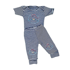 Conjunto Bebê Suedine Body e Calça Listrado Azul