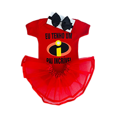 Body Bebê Luxo Tule Os Incriveis Eu Tenho um Pai Incrivel